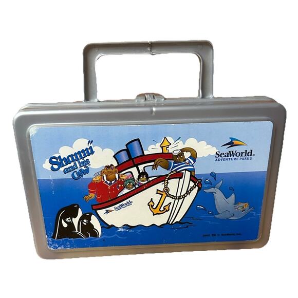 Vintage SeaWorld Shamu and his Crew Blue Lunch Box 2002 Clean Discontinued - Picture 1 of 9